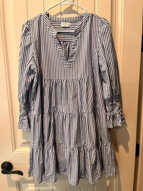 Shop The Mint Dress Large Blue White Striped Tiered Flowy Spring Tuckernuck Vibe